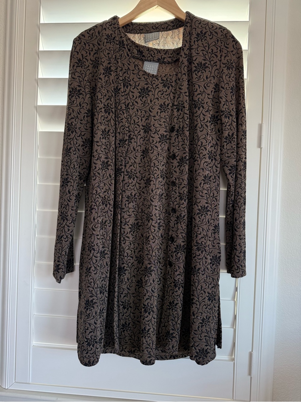 Rabbit Rabbit Rabbit Brown Floral-Print Mini Dress